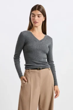 Jersey de cuello en V con lana