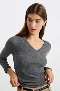 Jersey de cuello en V con lana