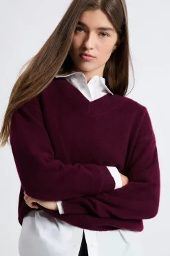 Jersey de cuello en V de cashmere
