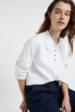 Jersey de cuello polo con botones dorados