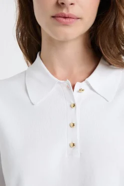 Jersey de cuello polo con botones dorados