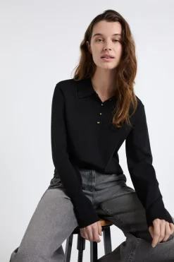 Jersey de cuello polo con botones dorados