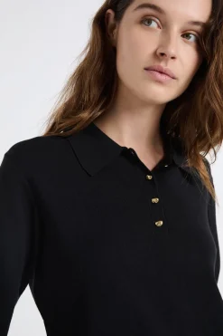 Jersey de cuello polo con botones dorados