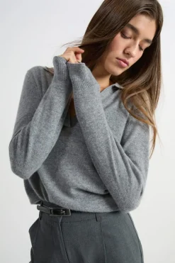 Jersey de cuello polo de cashmere