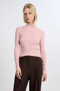 Jersey de manga larga con cuello alto y lana