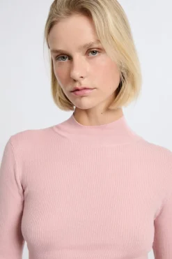 Jersey de manga larga con cuello alto y lana