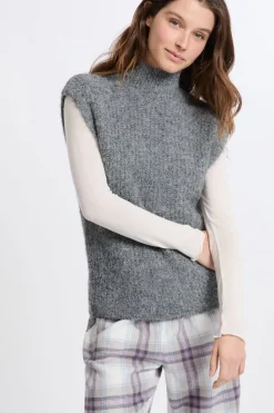 Jersey sin mangas con cuello alto