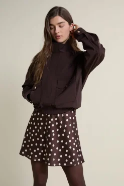 Jupe courte satinée à pois