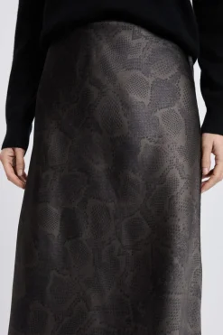 Jupe longue effet satiné à imprimé serpent