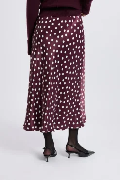 Jupe longue satinée à pois