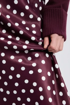 Jupe longue satinée à pois