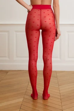 Medias transparentes con estampado de corazones