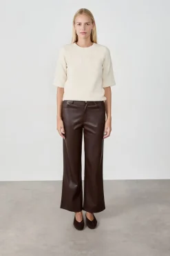 Pantalón anchos con efecto piel