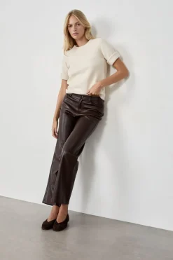 Pantalón anchos con efecto piel