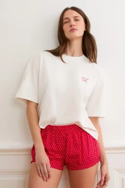 Pantalón corto bombacho con lunares y algodón