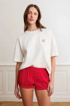 Pantalón corto bombacho con lunares y algodón