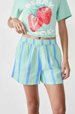 Pantalón corto de pijama a rayas de algodón