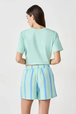 Pantalón corto de pijama a rayas de algodón