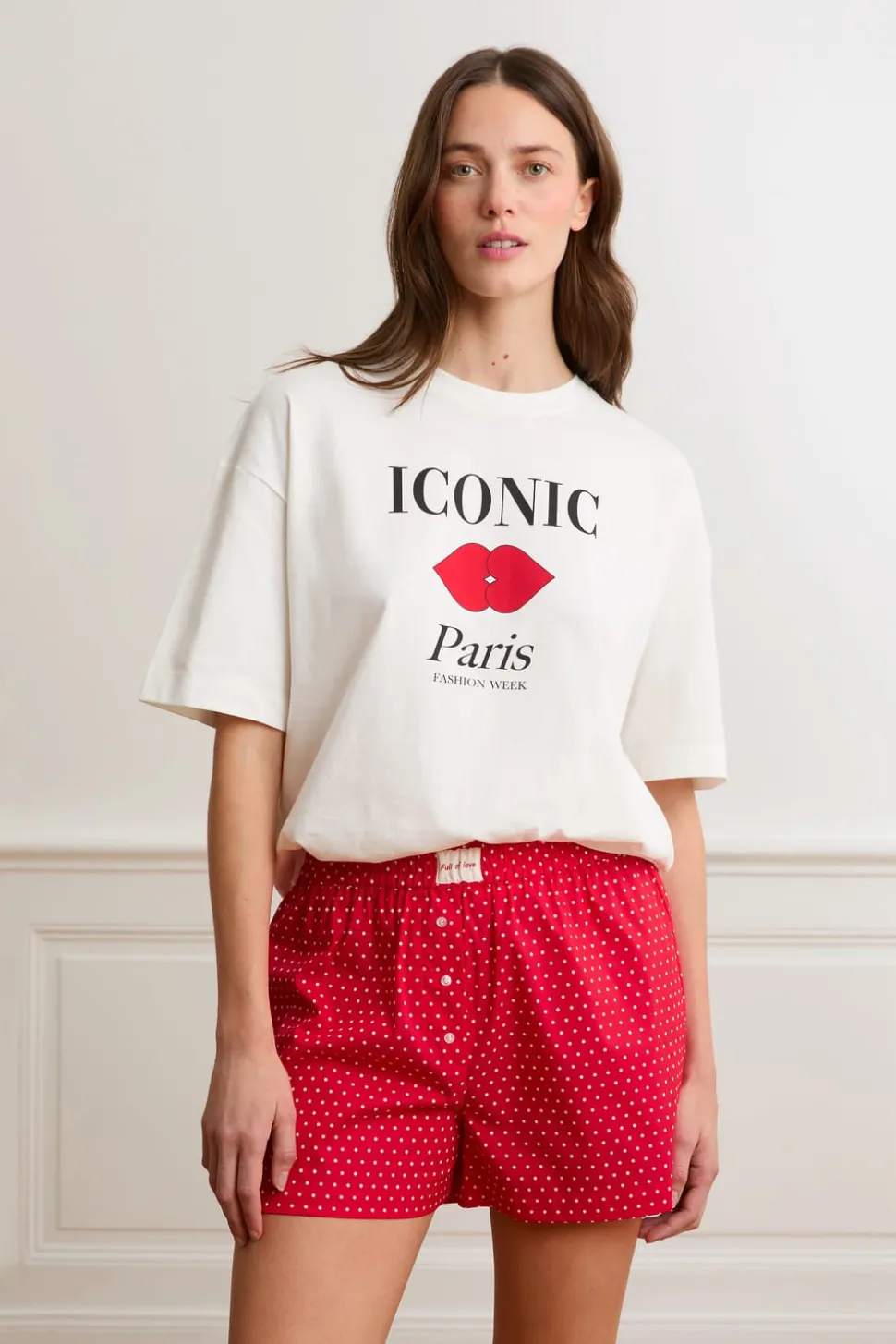 Pantalón corto de pijama con lunares y algodón