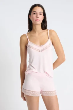 Pantalón corto de pijama con detalle de encaje