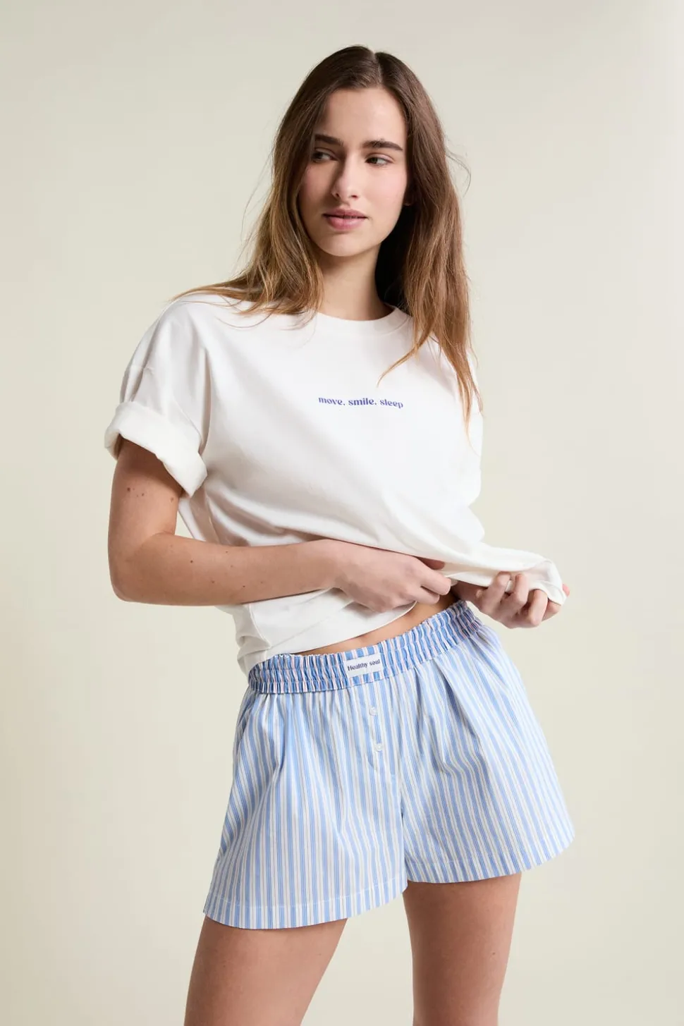 Pantalón corto de pijama estampado con algodón