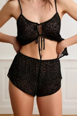 Pantalón corto de tul con estampado de leopardo