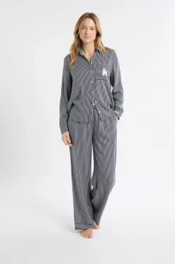 Pantalón de pijama a rayas con cintura elástica