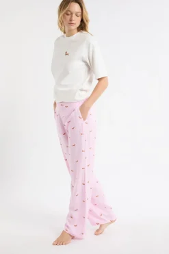 Pantalón de pijama a rayas con estampado de perros