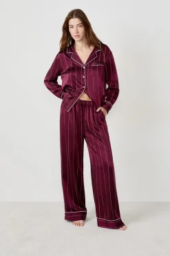 Pantalón de pijama a rayas de satén