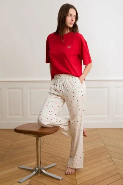 Pantalón de pijama con estampado de corazones