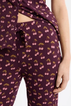Pantalón de pijama con estampado de cerezas