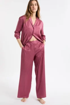 Pantalón de pijama de satén a rayas