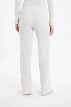 Pantalón de pijama recto de algodón acanalado
