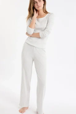 Pantalón de pijama recto de algodón acanalado