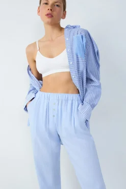 Pantalón de pijama recto de lino