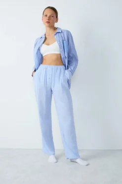 Pantalón de pijama recto de lino