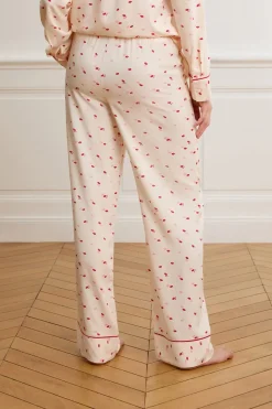 Pantalón de pijama satinados con estampado de besos