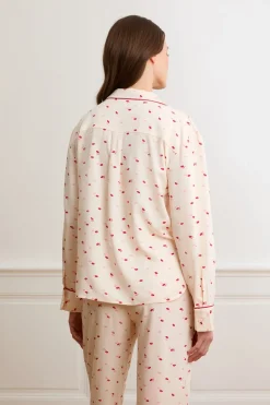 Pantalón de pijama satinados con estampado de besos