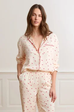 Pantalón de pijama satinados con estampado de besos