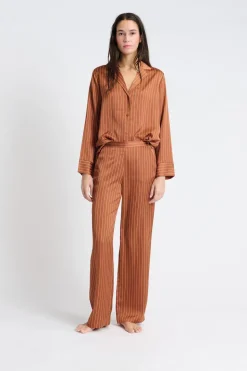 Pantalón de pijama satinado a rayas