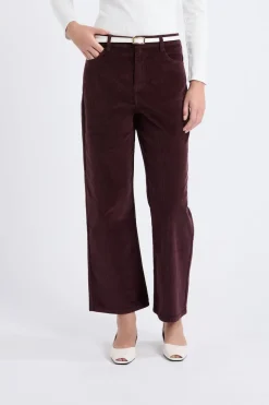 Pantalón recto de algodón con efecto terciopelo