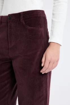 Pantalón recto de algodón con efecto terciopelo