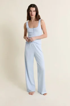 Pantalon de pyjama en coton en pointelle