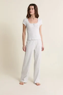 Pantalon de pyjama en coton en pointelle