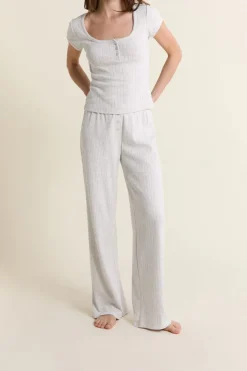 Pantalon de pyjama en coton en pointelle