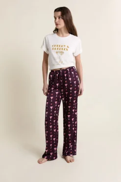 Pantalon de pyjama satiné à motifs mocktails