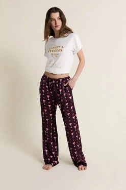 Pantalon de pyjama satiné à motifs mocktails