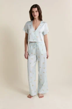 Pantalon de pyjama satiné à motifs