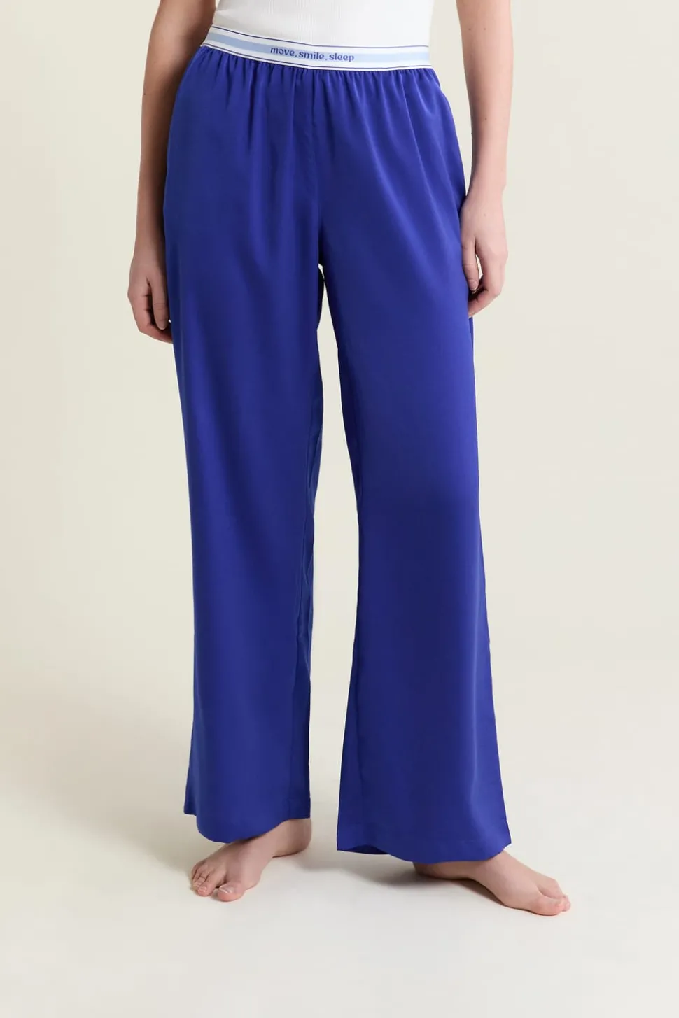 Pantalon de pyjama taille élastique "move, smile, sleep"