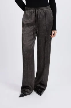 Pantalon large satiné à imprimé serpent